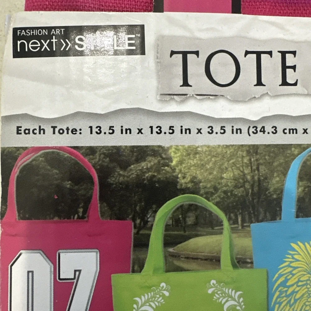 NEW - Styled Basics - Large Colorful Canvas Tote‎ Bags Blank , 3-Pack